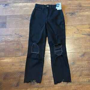NWT Hollister Black Distressed Ultra High-Rise Vintage Straight Jeans Size 00R